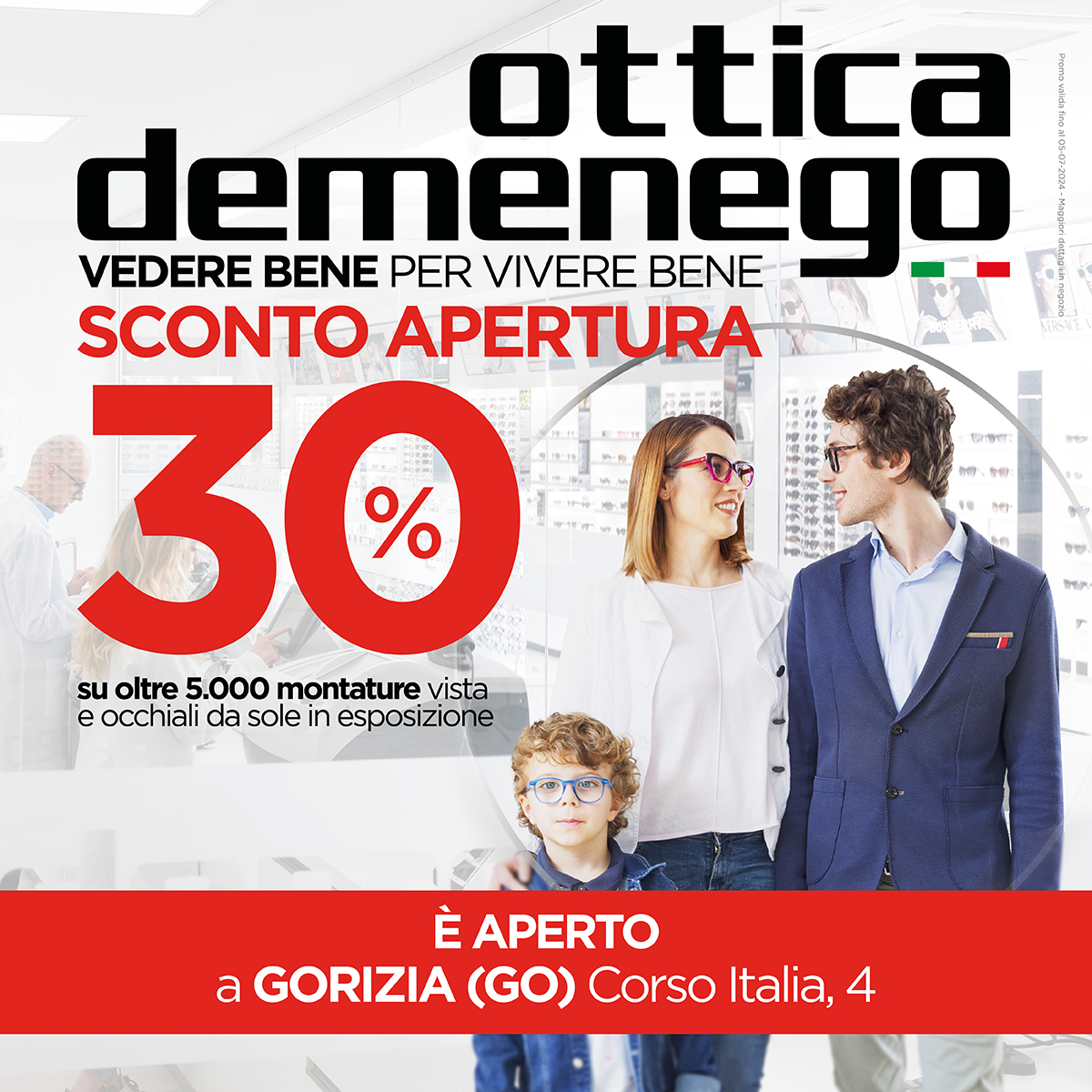 Nuova apertura a Gorizia: Ottica Demenego ti aspetta con il 30% di sconto!