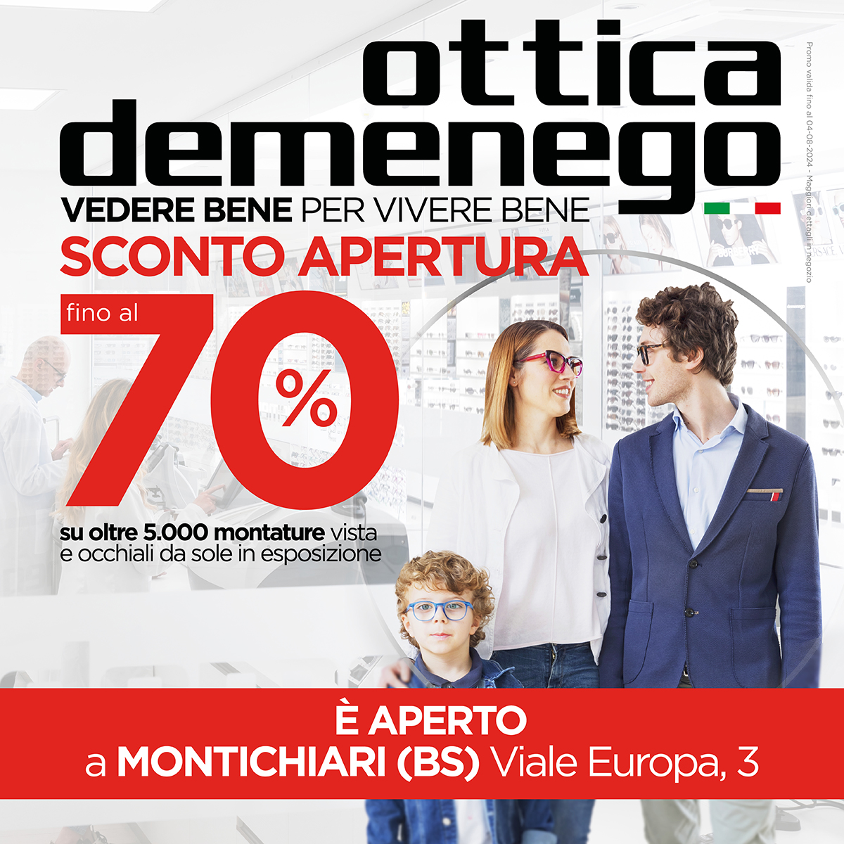 Ottica Demenego apre a Montichiari: sconti fino al 70%!